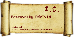 Petrovszky Dávid névjegykártya